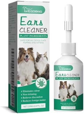 Gentle Ear Cleaning Solution for Dogs & Cats | Itchy Ear Relief, Ear Canal Cleaner & Deodorizer | Daily Ear Wash for Puppies, Kittens & Pets – Safe