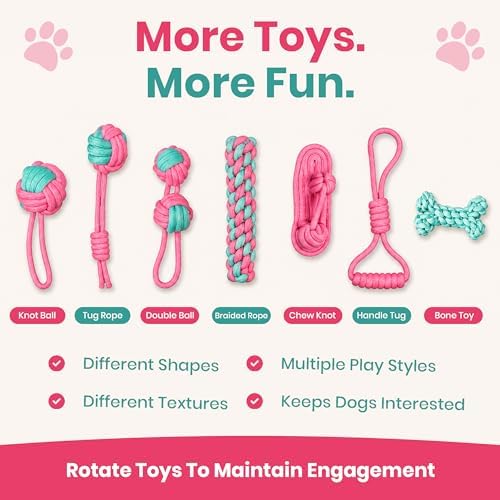 7 Pack Puppy Teething Toys for Aggressive Chewers Dog Rope Toy for Training