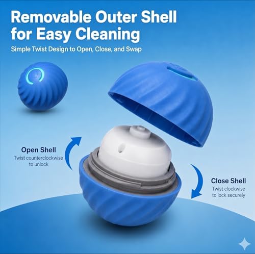 Automatic Rolling Treat Dispensing Pet Ball, Interactive Leaking Food Pet Toy, Dual Mode Rechargeable Puzzle Feeder for Small Medium Dogs & Indoor Cats（2.83In,0.36lb,Blue）