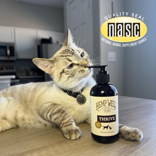 Hemp Well Thrive Hemp Oil for Dogs & Cats, Omega 3 & 6 Supplement, 8 Fl Oz