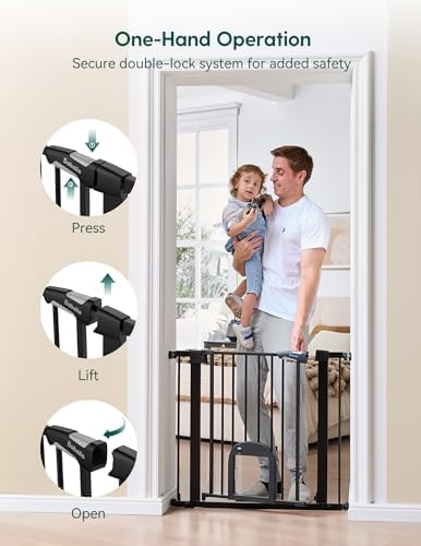 Babelio Extra Wide Baby Gate with Cat Door, CatPrivilege III, 29-55"