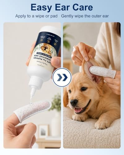 Dog Ear Cleaner, Mild Ear Cleaning Solution for Daily Ear Care, Safe for Puppy & Sensitive Skin 230ml 2bottles
