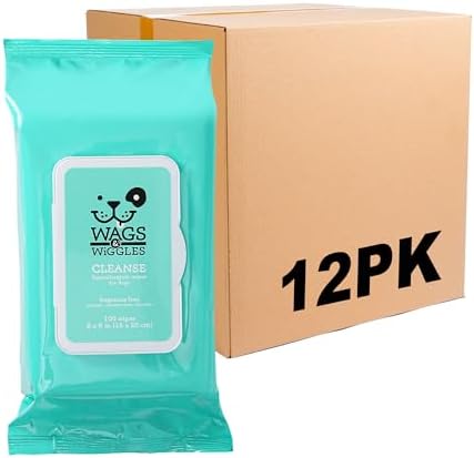 Wags & Wiggles Hypoallergenic Dog Wipes, Fragrance-Free, 100 Count, 12-Pack