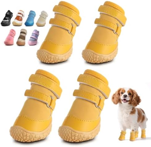 Dog Shoes for Small Dogs, Yellow, Size 2