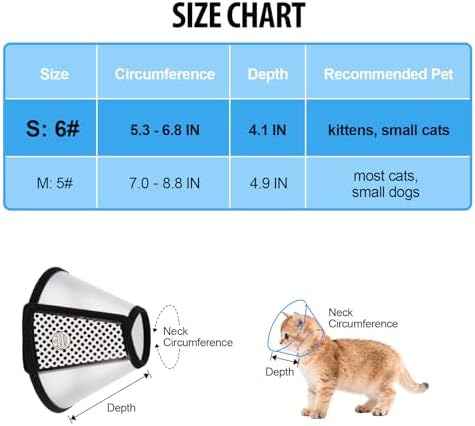 Depets Adjustable Recovery Pet Cone E-Collar for Cats Kittens Rabbits, Plastic Elizabeth Protective Collar Wound Healing Practical Neck Cover, Neck Girth 6.1 in