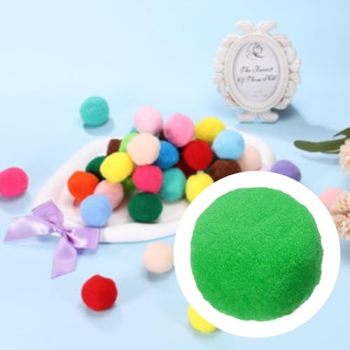 Cat Toy Pom Ball, Interactive Cat Ball Toys Fuzzy Pompoms (Plush, 1.2Inch, 30Pcs, Green Tones) for Kittens Pet Enrichment Training Play Indoor