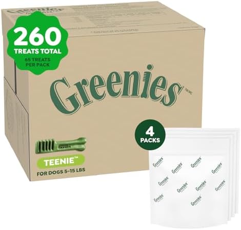 Greenies Teenie Original Natural Dental Dog Treats, Chicken, 65 Count, 4pk
