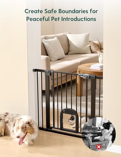 Babelio Extra Wide Baby Gate with Cat Door, CatPrivilege III, 29-48"