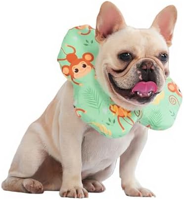PetWarm Recovery Collar, Dog Recovery Collar, Green Monkey Print, L
