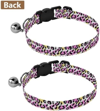 Leopard Spots Pastel Cat Bell Collar 2 Pack Kitten Collar Adjustable Length 10.6" to 17.1"