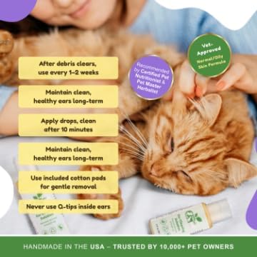 ReNewedPet All Natural Pet Ear Cleaner for Dogs & Cats – Dog Ear Cleaner with Ear Wax Removal, Helps Clean Dirt & Buildup (32 oz with Cleaning Pads)
