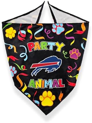 NFL Buffalo Bills Pet Birthday Bandana, NFL Dog Birthday Party Set and Costume, Licensed Dog & Cat Birthday Party Scarf, Football Team Pet Outfit, Puppy Bday Accessory, Size Small/Medium