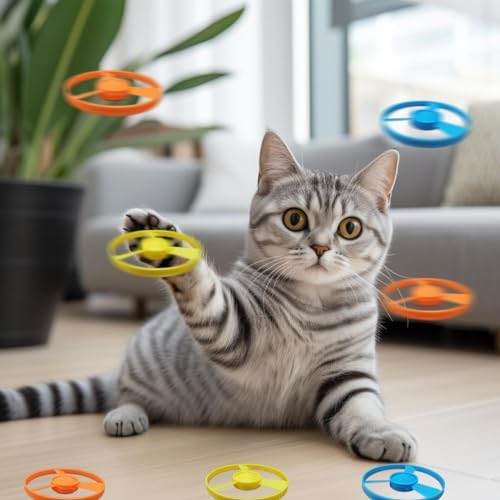 7 Piece Cat Fetch Toys, Interactive Flying Cat Toy (only 30 Propellers)