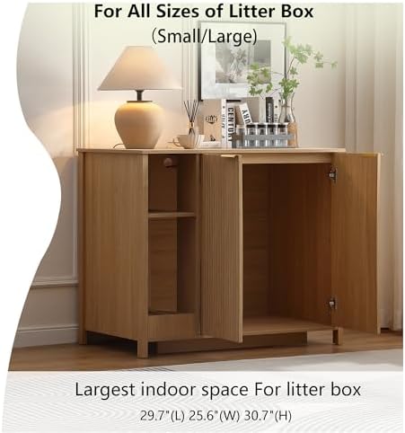 Forest Gravity Extra Large Litter Box Cabinet for Self-Cleaning Litter Box