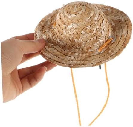 Pet Sombrero Straw Hat for Small Dogs and Cats Adjustable Sun Bucket for Garden and Beach Use Lightweight and Stylish