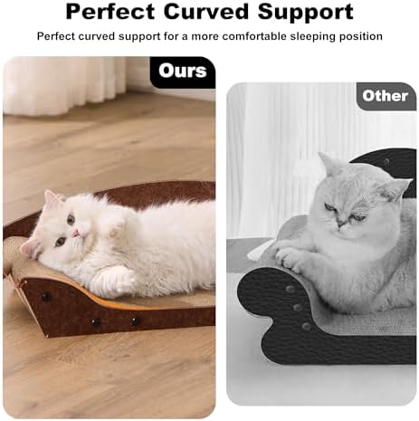 ZOMISIA 26'' Cardboard Cat Scratcher Bed for Indoor Cats, 2PCS, Brown