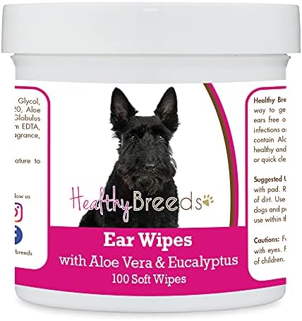 Healthy Breeds Scottish Terrier Ear Cleaning Wipes with Aloe & Eucalyptus for Dogs 100 Count