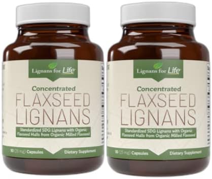 Lignans For Life Flaxseed Lignans for Dogs + SDG - Omega 3 Fatty Acids, High Fiber Antioxidants - Helps Improve Shiny Coat, Digestive & Heart Health Flax Seed for Dogs, 90 Flaxseed Capsules, 2 Pack