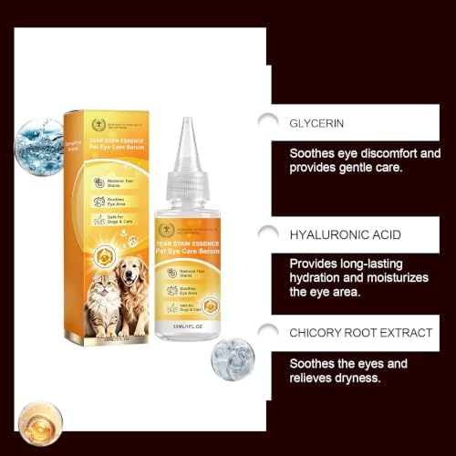 Gentle Pet Eye Care Serum for Dogs & Cats, Gentle Alcohol‑Free Formula, 30ml Easy‑Apply Bottle, Daily Grooming Essential (2pcs)