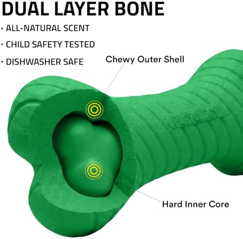 Playology Dual Layer Bone Dog Chew Toy - Medium, Watermelon Scent