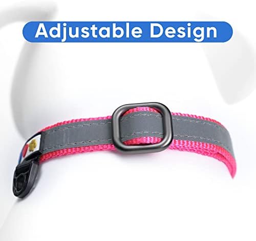 Pawtitas Customized Martingale Dog Collar Reflective Reflective Dog Collar Embroidered Personalized Name Phone Number Adjustable for Puppies Small Medium Large Size Dogs Small Pink