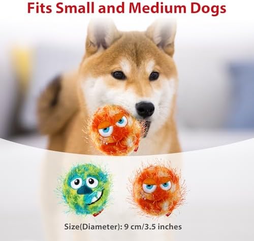 Gigwi Interactive Dog Toy Ball, 3.5" Squeaky Tennis Ball for All Dogs