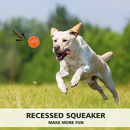 petizer 3-Pack 3.5” Squeaky Dog Toy Balls, Floating Dog Pool Balls, Spiky Dogs Balls Water Toys, Durable Interactive Fetch Toys for Puppy, Dog Chew Toys for Teething (3.5", Medium/Large Dog)