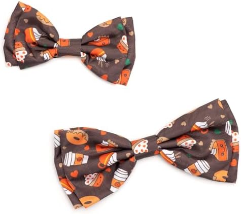 THE WORTHY DOG Fall Patterns Pet Bow Ties for Dogs & Cats, Pumpkin Spice