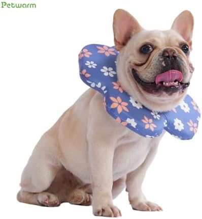 PetWarm Dog Recovery Collar, Recovery Collar, Blue Flower Print, L