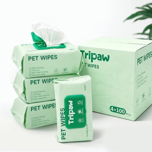 400 Count Pet Wipes, Plant-Based Hypoallergenic Dog Cleansing Wipes
