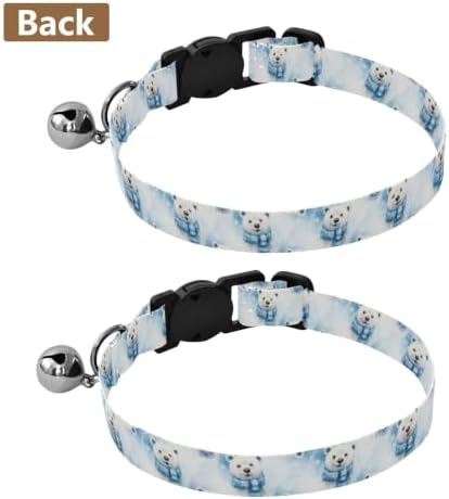 Watercolor Cute Bears Soft Polyester Pet Collar, 2 Pack Bell Collar for Small Dogs
