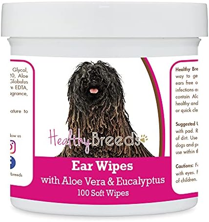 Healthy Breeds Pulik Ear Cleaning Wipes with Aloe & Eucalyptus for Dogs 100 Count