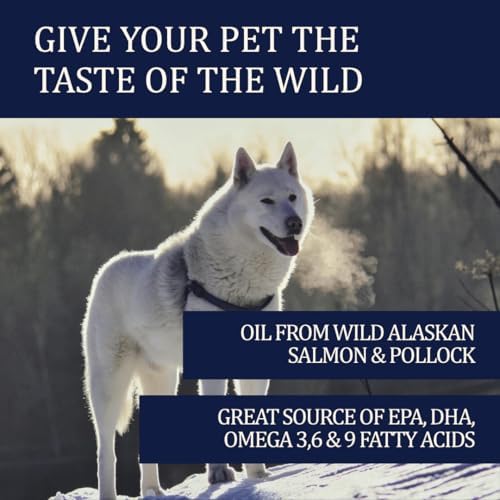 8oz Wild Alaskan Salmon Oil Formula for Dogs, Omega 3 Fish Oil with EPA & DHA – Skin & Coat, Joint, Heart & Immune Support – Helps Itching, Shedding & Dry Skin – Liquid Supplement