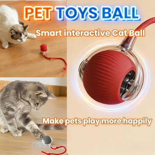 Interactive Rotating Cat Ball Toy, 360 Smart Rolling Ball Electric, Automatic Moving for Cats & Kittens (Yellow)