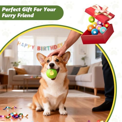 Latex Squeaky Balls for Small Dogs, 2.4" Soft Latex Squeaky Dog Ball Toys, Cute Animals Rubber Bouncy Balls, Puppy Teething Chew Toys for Small & Medium Dogs (2.4"-Set C)