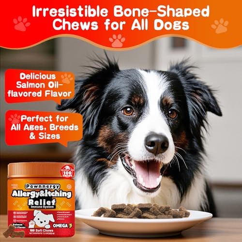 Itch Care Soft Chews for Dogs with Omega-3 Salmon Oil, Colostrum & Probiotics for Seasonal Allergy Skin Comfort, Hot Spots, Paw Licking & Scratching - 100 Chews