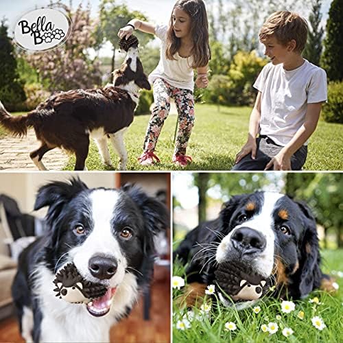 Bella Boo Pets Interactive Dog Toy for Strong Chewers - Freddy The Hedgehog All-in-One Treat Ball + Food Dispensing Slow Feeder Dog IQ Puzzle + Dental Chew Toy for Medium and Large Breed Dogs (Brown)