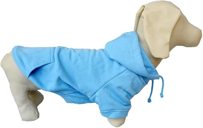 Lovelonglong Blank Basic Hoodie Sweatshirt for Dogs 100% Cotton Fits Small Medium Dachshund Large Dog SkyBlue D-M