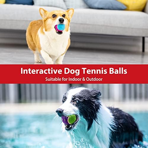 Gigwi Squeaky Dog Tennis Balls, 5 Pack Elastic Interactive Toy for Dogs