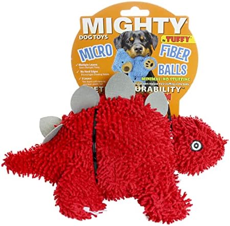 MIGHTY Tuffy Microfiber Medium Ball Stegosaurus Dog Toy