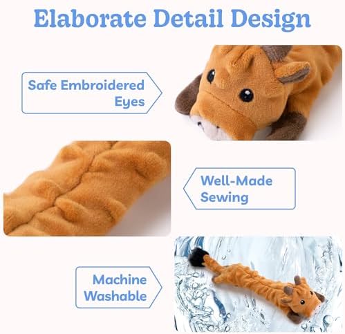 SHARLOVY Dog Squeaky Toys Pack, Bubble Plush Puppy Teething Pet Toys, Crinkle No Stuffing Animals Dog Toy, Doggies Chew for Large Small Medium Breeds