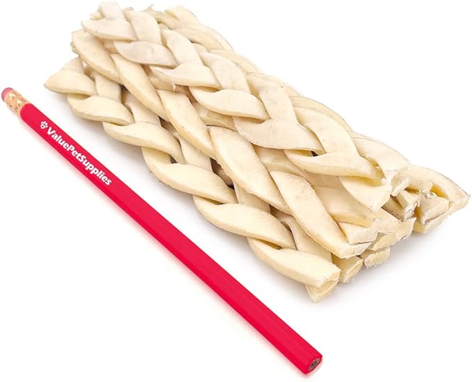 ValueBull Beef Cheek Braids, Long Lasting Dog Chews, 5-6 Inch, 50 Count - Long Lasting Dog Chews, Rich in Collagen, Single Ingredient, Cleans Teeth