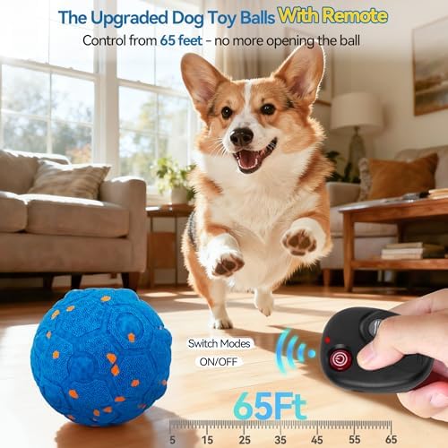 Newget Interactive Dog Toy Ball with Remote, 3 Modes Smart Moving Dog Balls with Touch Wake-Up, Automatic Bouncing/Rolling Chew-Resistant for Medium & Large Dogs to Keep Busy, Indoor/Outdoor