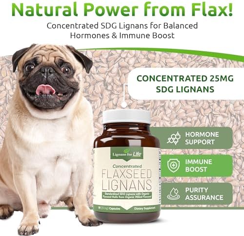 Lignans For Life Flaxseed Lignans for Dogs + SDG - Omega 3 Fatty Acids, High Fiber Antioxidants - Helps Improve Shiny Coat, Digestive & Heart Health Flax Seed for Dogs, 90 Flaxseed Capsules, 2 Pack