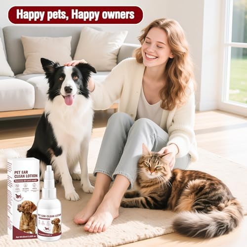 Pet Ear Cleaner Drops - Gentle Ear Wash Solution for Dogs & Cats, Remove Wax & Debris, Eliminate Ear Odor, Safe for Daily Ear Cleaning