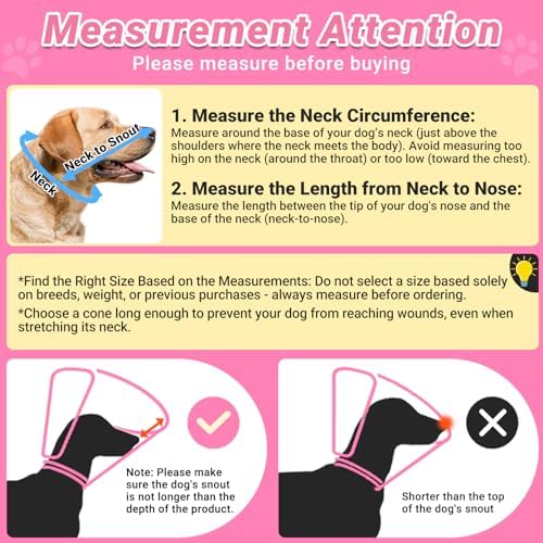 Dog Cone to Stop Licking, Clear Recovery Collar with Detachable Zipper, Sturdy Elizabethan Collar for Large Medium Small Dogs, Soft Adjustable Cone After Surgery Patented, Hot Pink S