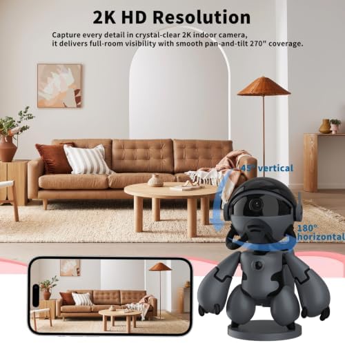 2K Indoor Camera Robot, 5G/2.4G WiFi Indoor Cameras for Home Baby Security