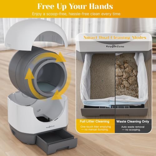 Fansafurn Automatic Smart Self-Cleaning Litter Box with APP Control, 90L Large Space for Adult Cats，Infrared Sensors, Sleep Mode, and Remote APP Control-Hands-Free Operation, White