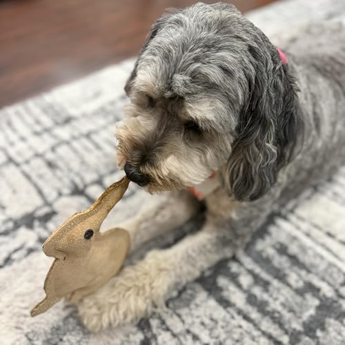 SPOT Dura-Fused Leather Rabbit Dog Toy – Durable Real Leather & Jute Chew Toy with Squeaker, Double-Stitched for Moderate Chewers, Small & Medium Dogs, 7.5in