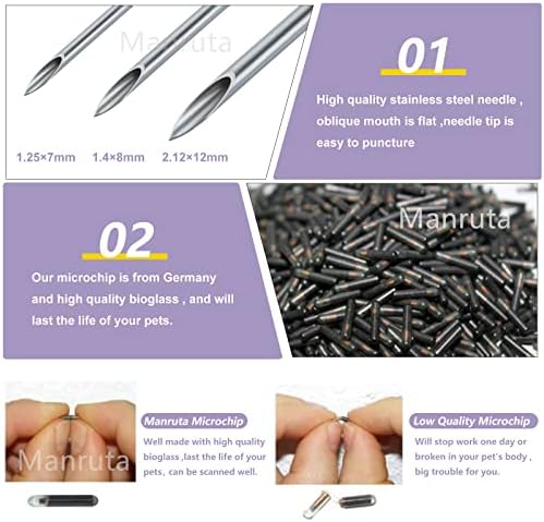 Microchip for Dogs and Cats (60, 1.25 mm Dia, 7 mm Length, 16 Gauge)
